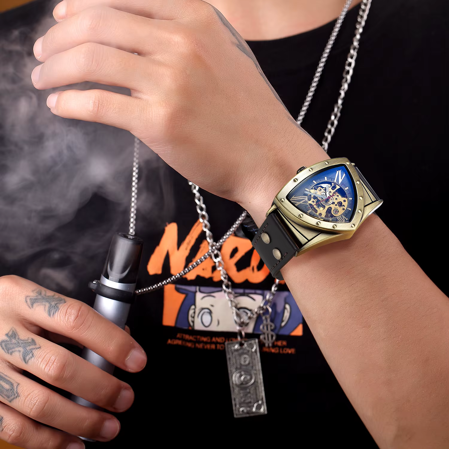 Montre pour hommes à la mode Triangle évidé lumineux entièrement automatique mouvement mécanique montres mécaniques reloj automático