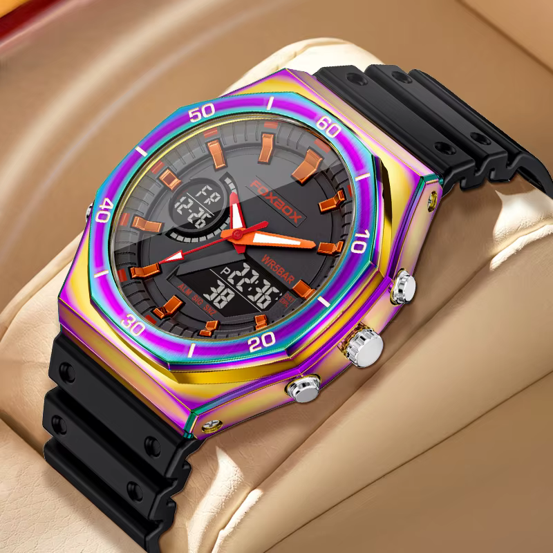 Montres FOXBOX à double affichage pour hommes