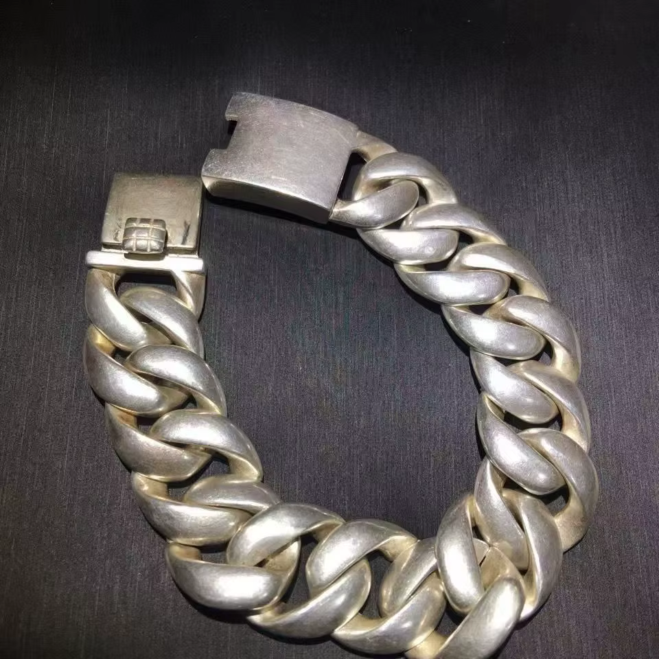 Bracelet audacieux en argent tibétain ancien S925, bijoux simples à la mode pour hommes et femmes, accessoires cadeaux