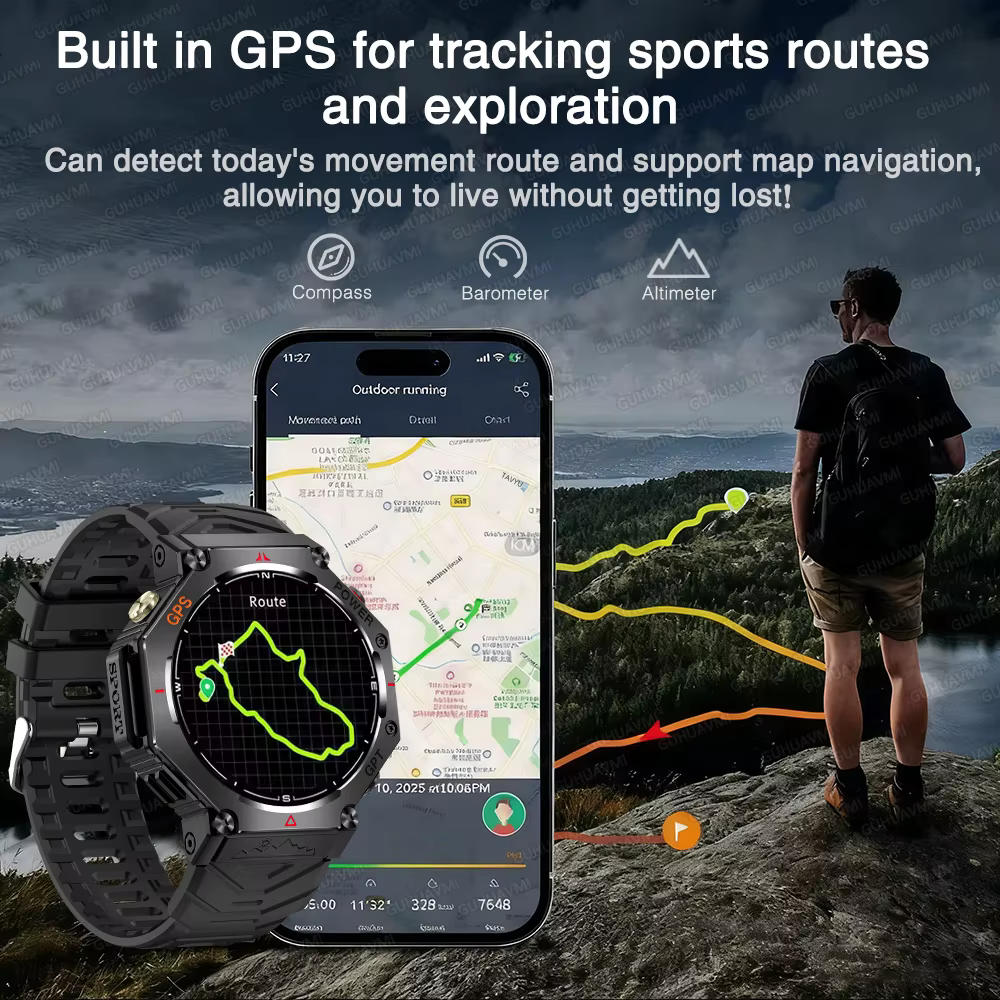 T-rex 3 Ultra militaire Grade GPS montre intelligente 10ATM étanche boussole altimètre barométrique AMOLED hommes HD appel sport Smartwatch