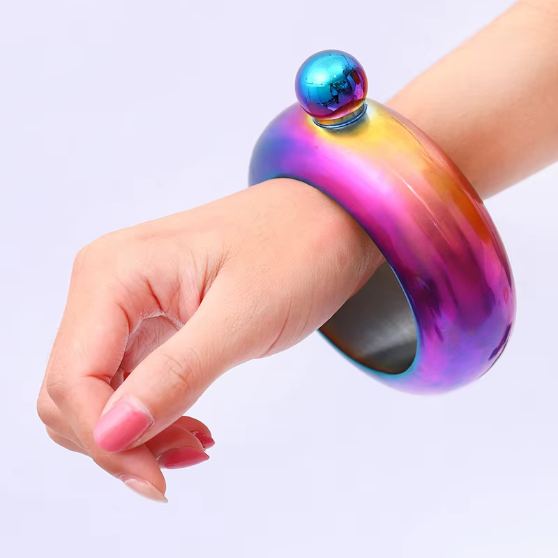 Flcopropriété de hanche en acier inoxydable, bracelet à whisky, bouteille de vin colorée, entonnoir, carafe de camping, approvisionnement en verres, 3.5oz