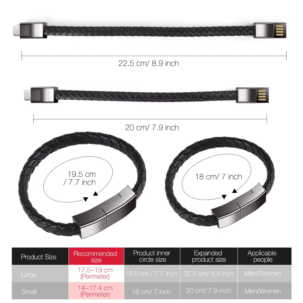 Câble de charge USB en forme de bracelet