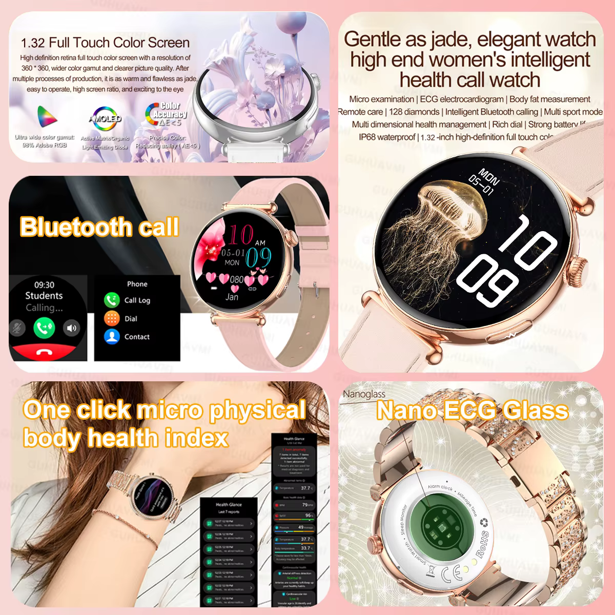 Montre connectée ECG PPG pour femmes
