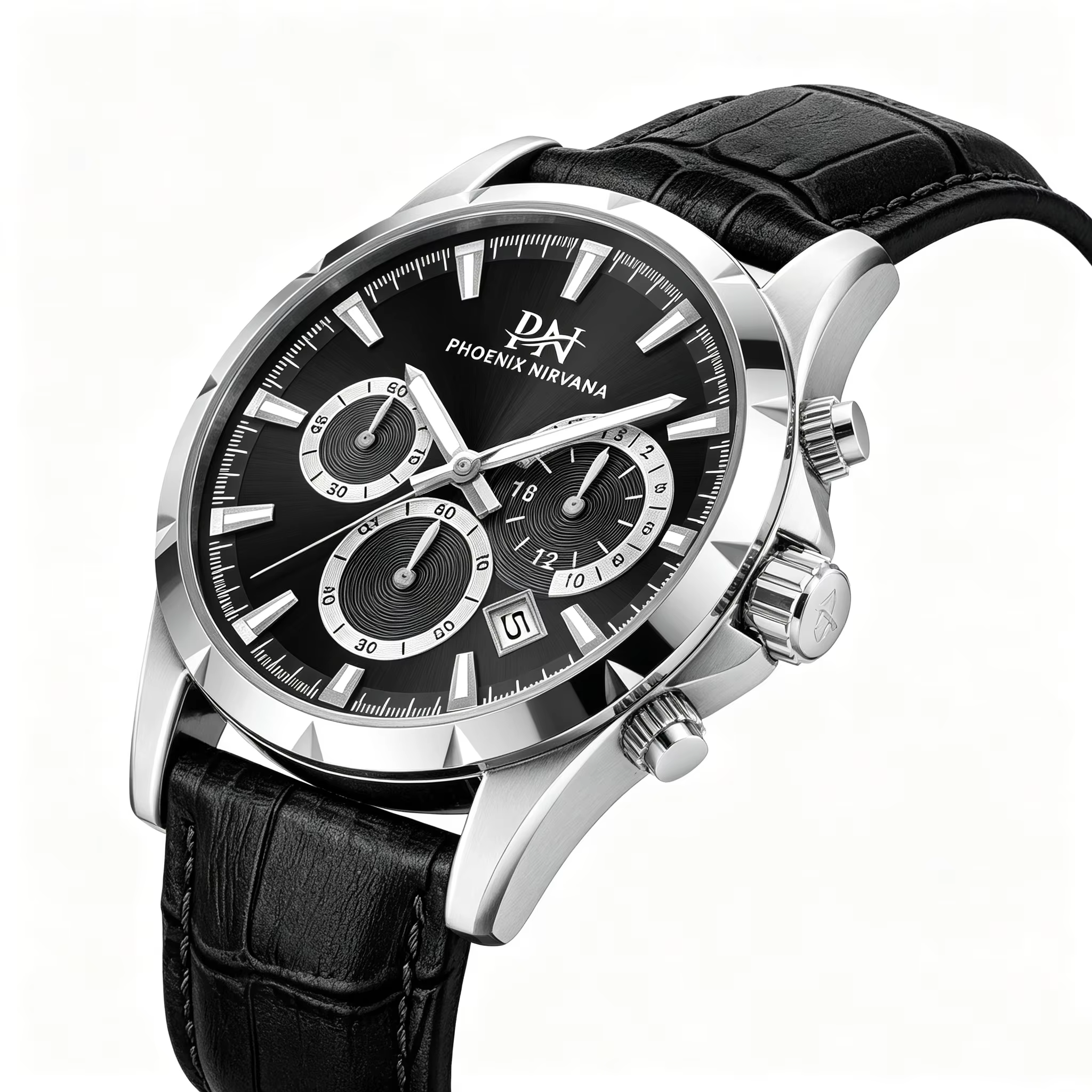 Montre à quartz de luxe pour homme – Chronographe étanche avec bracelet en cuir véritable