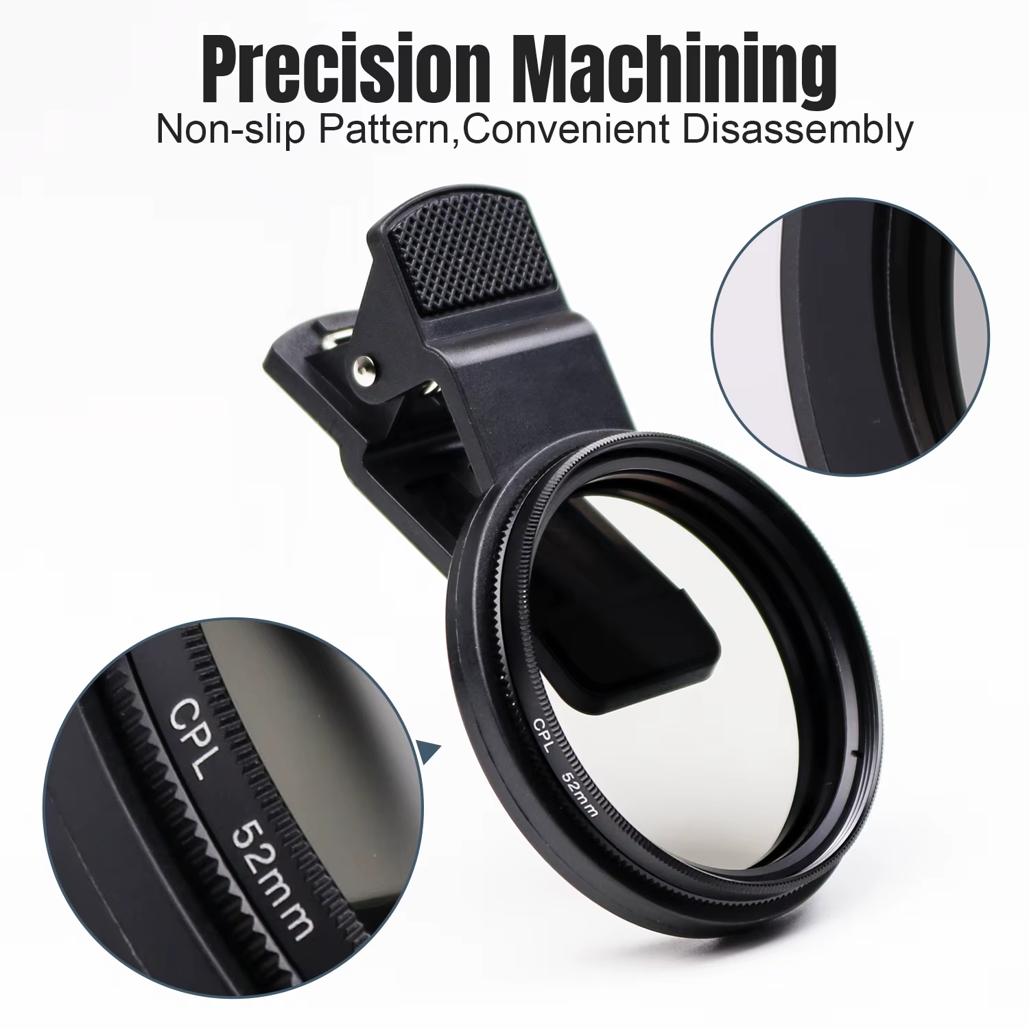 Accessoires de photographie pour tatouages, filtre CPL à clipser de 52 mm, réduit les reflets de l'appareil photo, polariseur pour objectif d'appareil photo de téléphone, accessoires pour tatouages