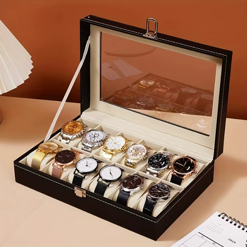 Nouvelle Boîte de Rangement de Luxe 2026 pour 12 Montres avec Serrure Sécurisée