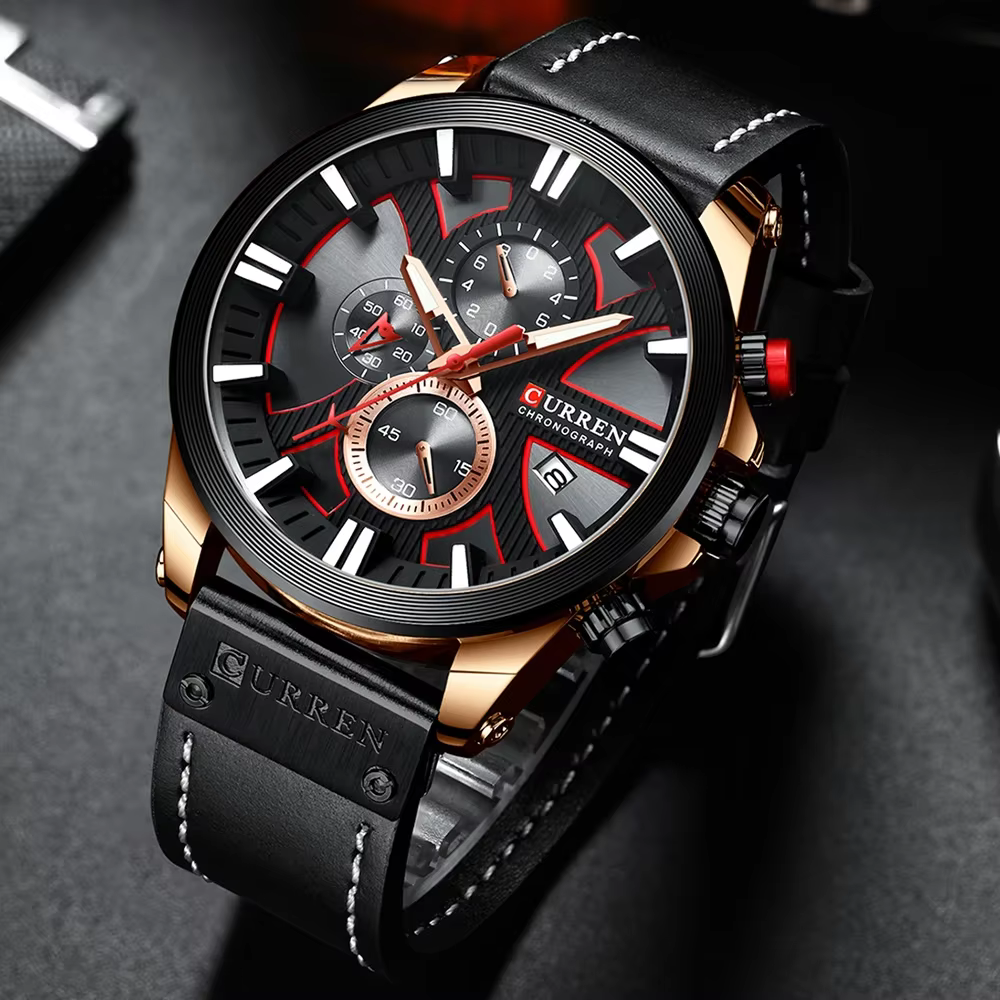 CURREN montre pour hommes haut de gamme de luxe lumineux en cuir