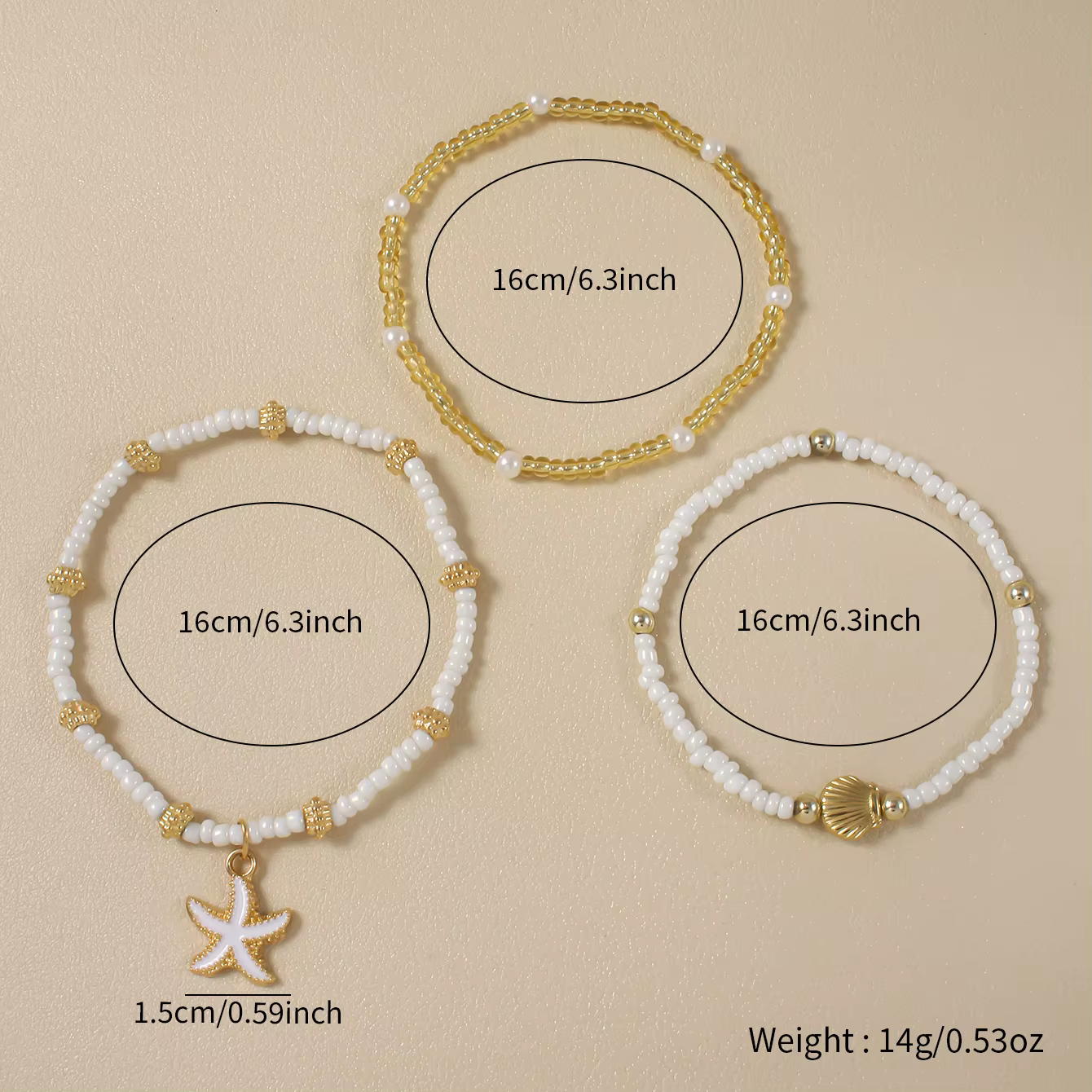 Bracelet en coquillage d'étoile de mer exquis, perles de rocaille faites à la main, plusieurs couches, bijoux pour femmes, fête sur la plage, vacances, été