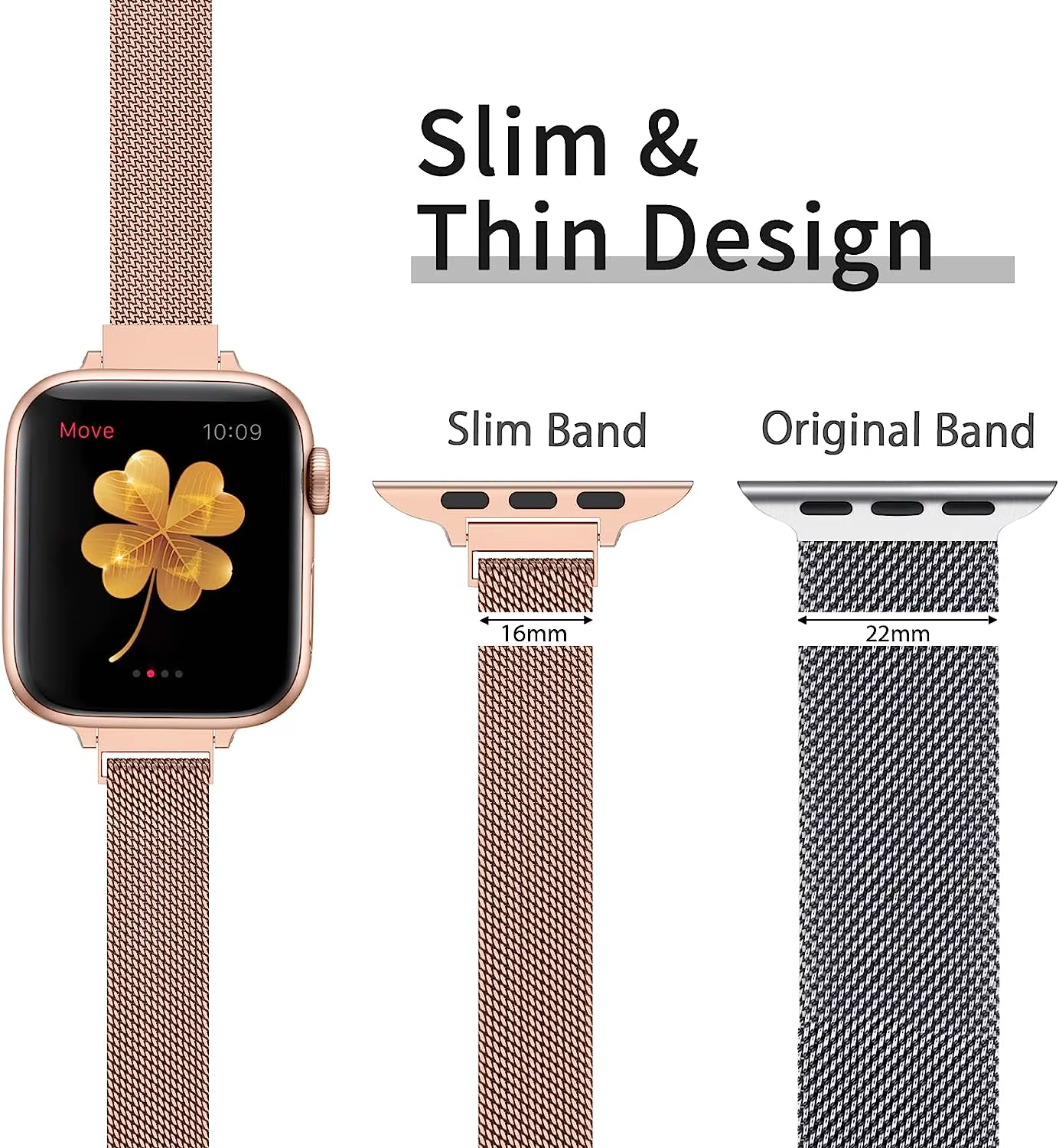 Bracelet mince pour bracelets de montre Apple 40mm 44mm 41mm 45mm 42-46mm 49mm