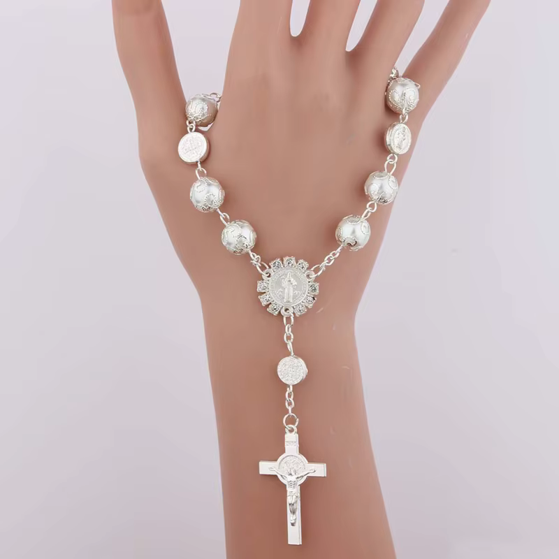 Mini chapelet multicolore pour femmes, perles de baptême, cadeau religieux, croix catholique, chaîne de doigt, Bracelet, DXAA