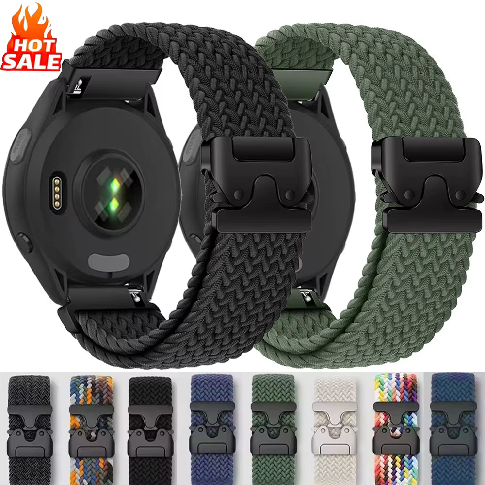Bracelet à boucle tressée pour Garmin Forerunner 965 970 265 165 570, boucle de Parachute, bracelet de montre en Nylon Garmin Venu 4/3/2 Active 6-5
