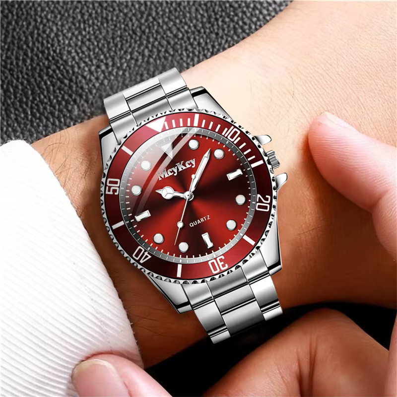 Mode grand cadran hommes montre à Quartz