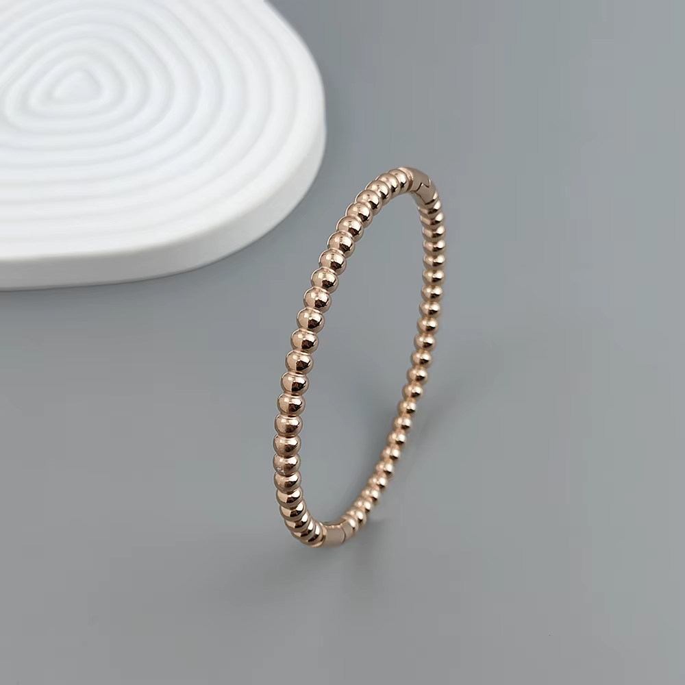 Nouveau bracelet plaqué or en perles de boule en acier inoxydable, bracelet classique en argent en forme de O pour femmes, bijoux de fête de mariage