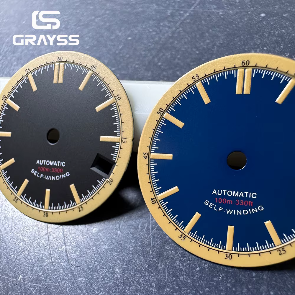 Nouveau cadran de montre rétro bleu marine/noir de 28.5mm pour SKX nh35 nh34