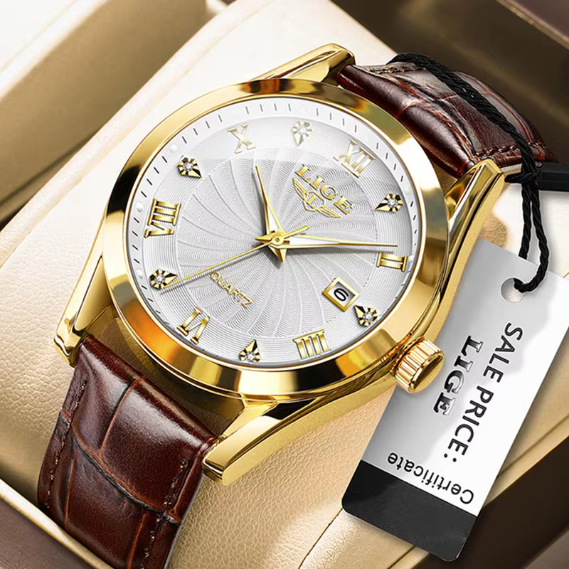 Montre étanche en cuir pour femme
