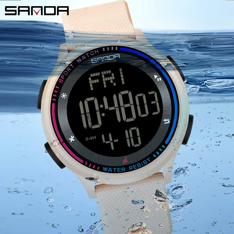 SANDA montre pour hommes fonctions multiples Sports de plein air chronomètre étanche mouvement numérique LED
