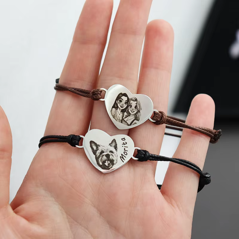 Bracelet personnalisé avec Portrait d'animal de compagnie pour femmes