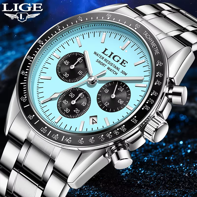 Montre d'affaires entièrement en acier étanche pour homme