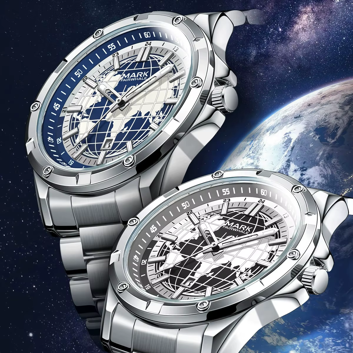 Mark Fairwhale 5130 marque de mode montre à Quartz pour hommes cadran lumineux créatif étanche bracelet en acier inoxydable montres pour homme