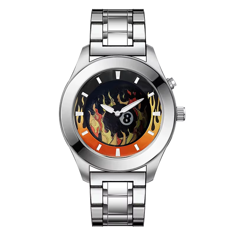 Montre millénaire rétro avec cadran à flamme dynamique
