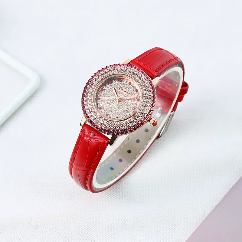 AdrenPalace-Montre à quartz en cuir véritable pour femme