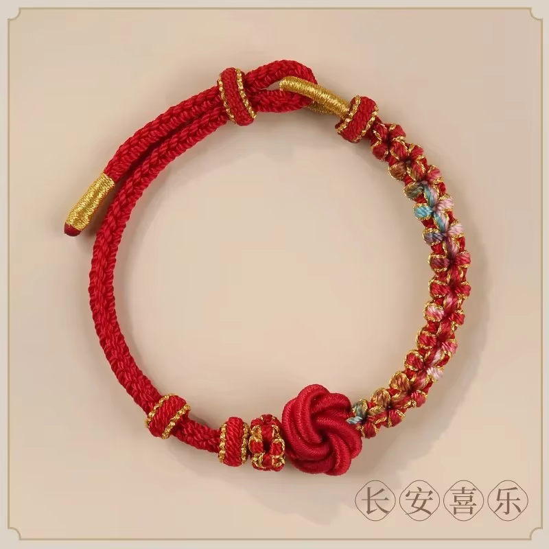 Bracelet Mandala fait à la main, corde à nœud en fleur de pêcher, Bracelets porte-bonheur en fil coloré, cadeaux