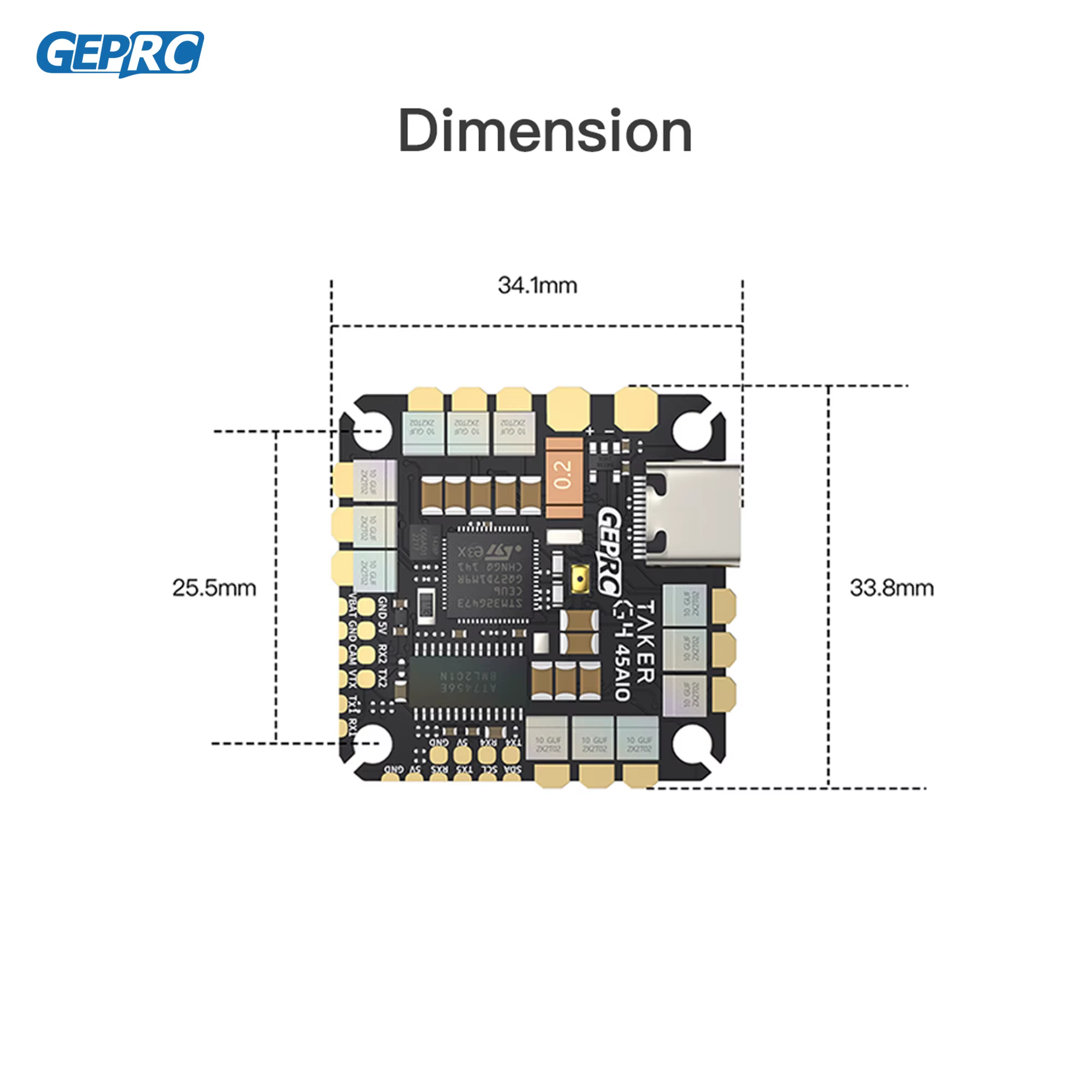 GEPRC-Contrôleur de Vol TAKER G4 45A AIO Baro OSD G473, BLHELIS 45A ESC FET Directement 2-6S pour FPV FreKouCinewhoop