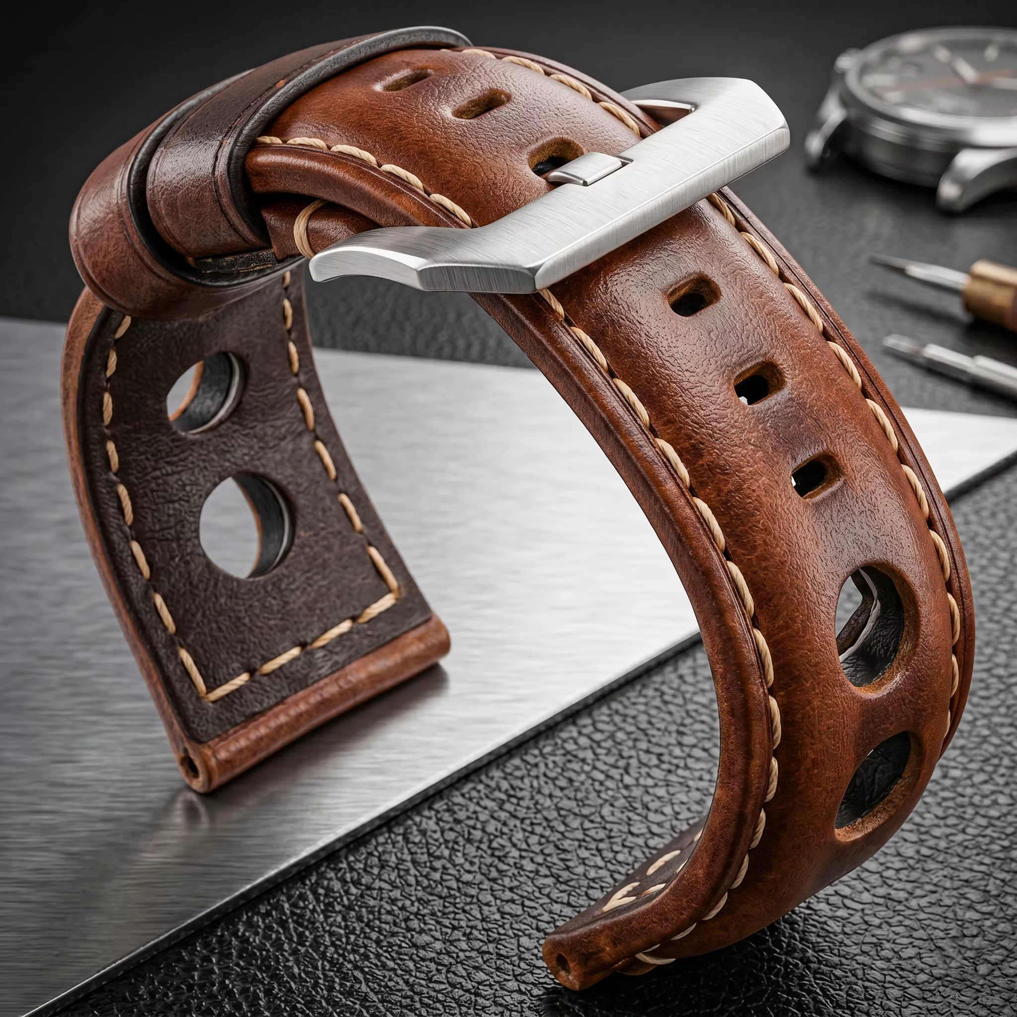 Bracelet de montre en cuir de vache