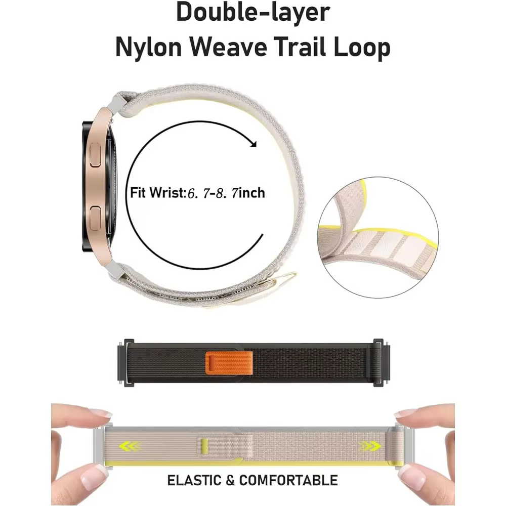 Bracelet en Nylon pour HaiWei Galaxy Watch 7 6 5 4 40mm 44mm classique/Active/Gear S3 Frontier 20mm 22mm bracelet à boucle Sport Amazfit GTS 3 4