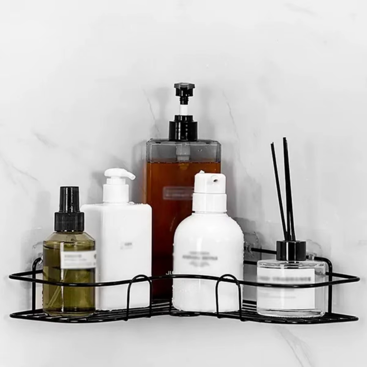 Étagère de salle de bain, support de caddie de douche, support de rangement triangulaire sans poinçonnage pour salle de bain et cuisine, étagère de douche, support de support de rangement pour shampoi