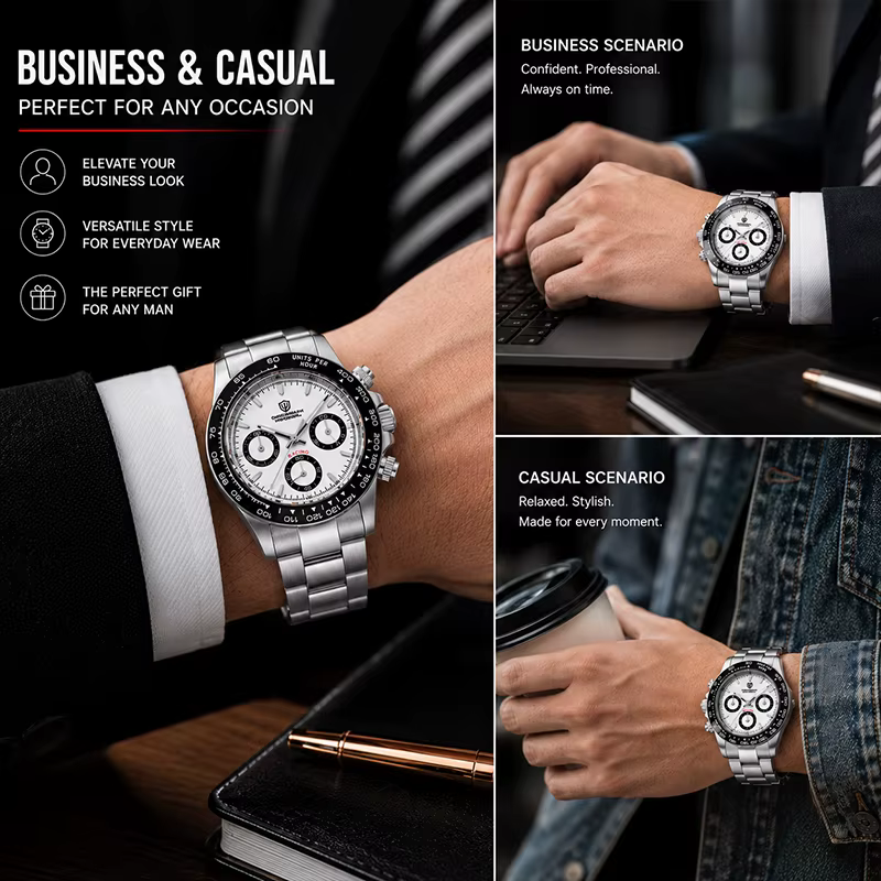 Watchdives WD16500 V2 montre à Quartz VK63 balayage sport chronographe montres saphir AR revêtement BGW9 lumineux