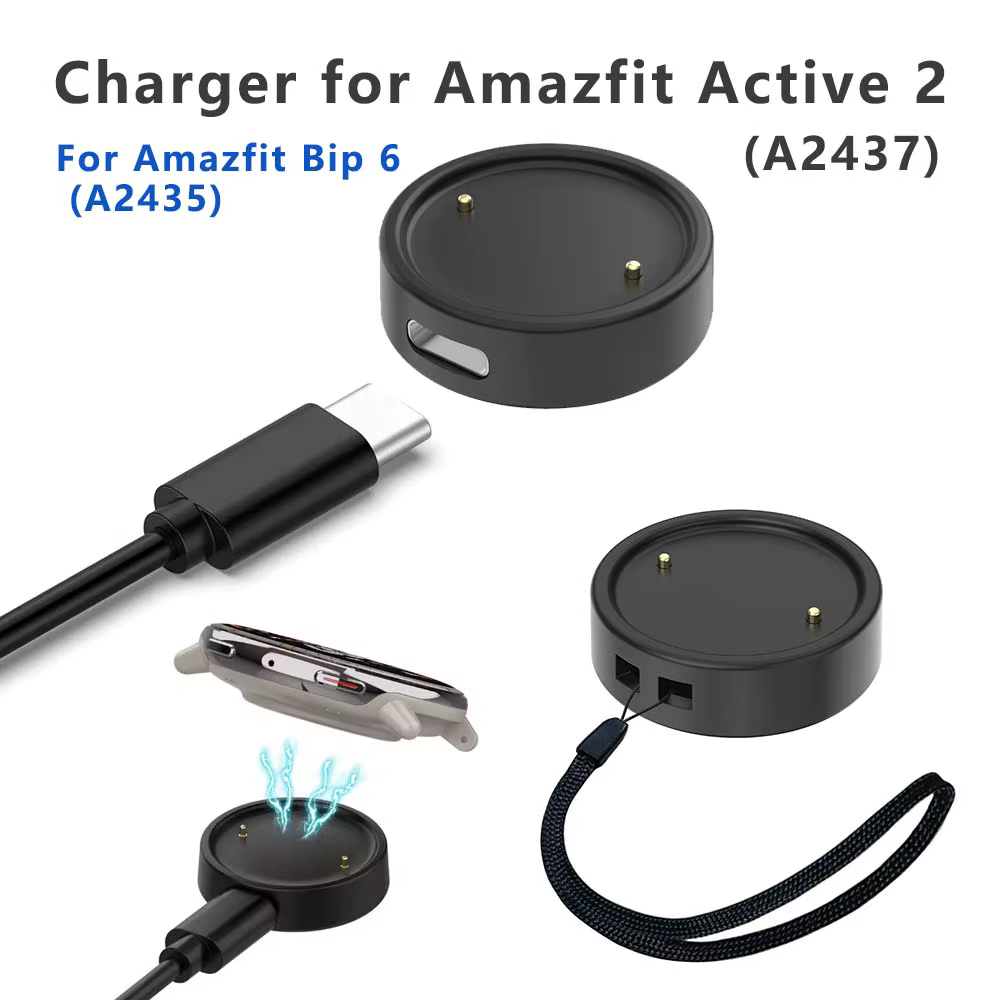 Chargeur de montre connectée USB de remplacement pour Amazfit Active2/GTR3/GTS3/GTR4/GTS4