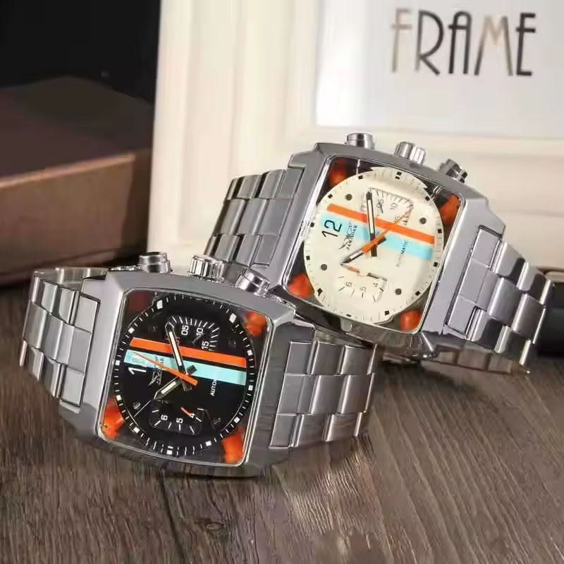 JARAGAR 569 montre mécanique automatique pour hommes de mode créative rétro carré calendrier semaine montres d'affaires