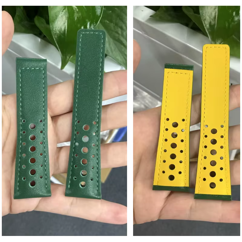 Pour TAG Heuer 22mm en cuir véritable wat chstrap MONACO Gulf CAW218E/C CBL2115 CAW211P/R Bracelet de montre hommes bleu vert jaune