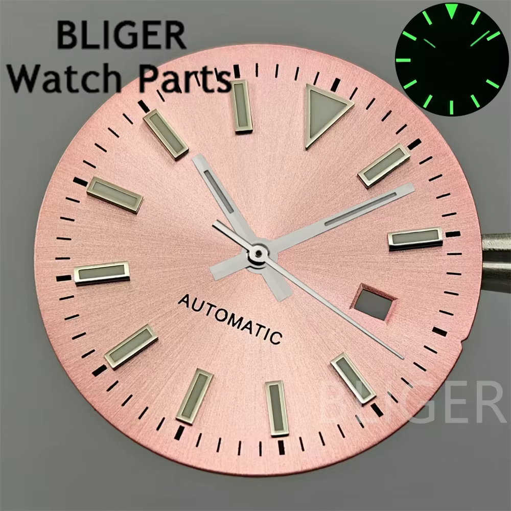 BLIGER 24.5mm Sunburst femmes montre cadran ensemble d'aiguilles blanc gris vert Rose or