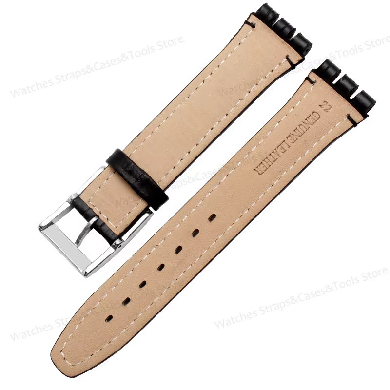 Bracelet de montre en cuir véritable pour Swatch