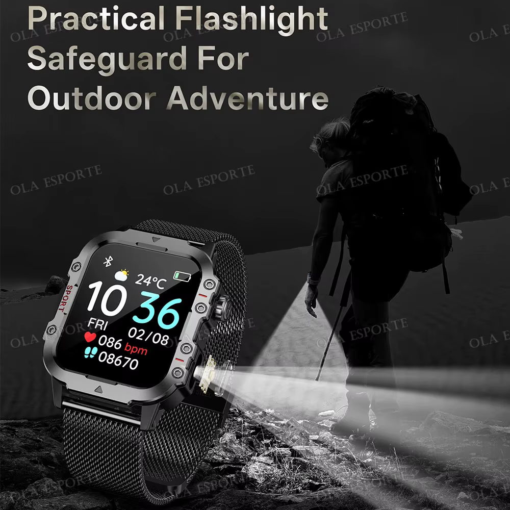Montre connectée militaire robuste pour hommes