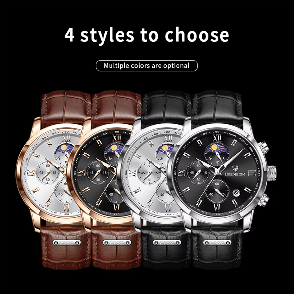 Nouvelles montres pour hommes LIGE Top marque de luxe