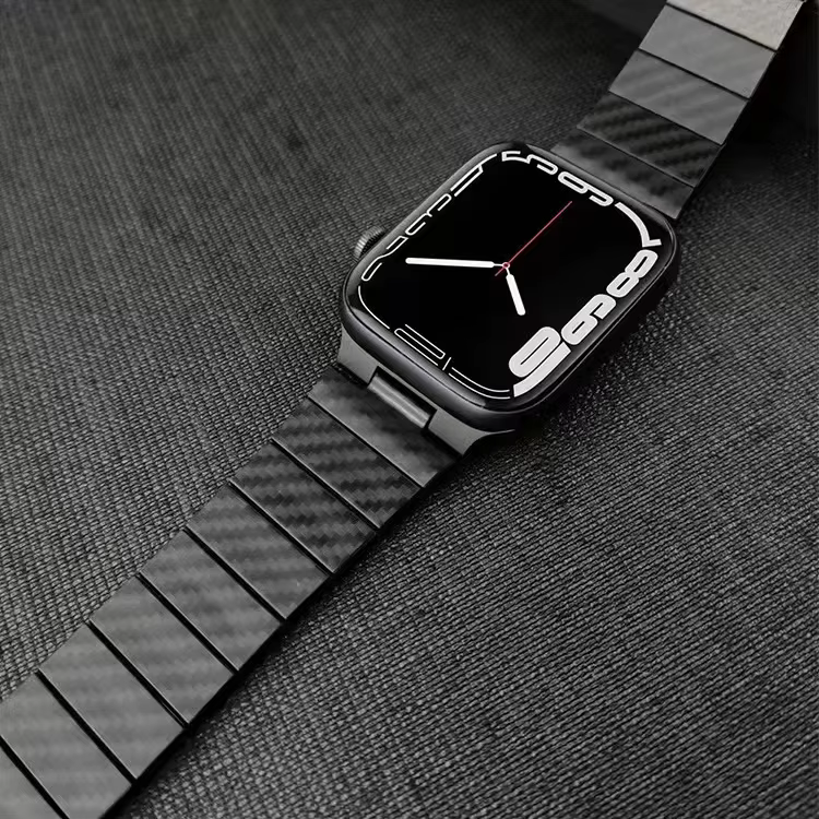 Bracelet en Fiber de carbone + étui pour Apple Watch 8 7 45mm 41mm