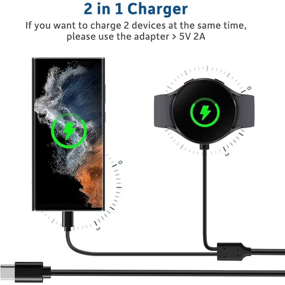 Chargeur 2 en 1 pour Samsung Galaxy Watch 7/6/5/5 Pro USB-C