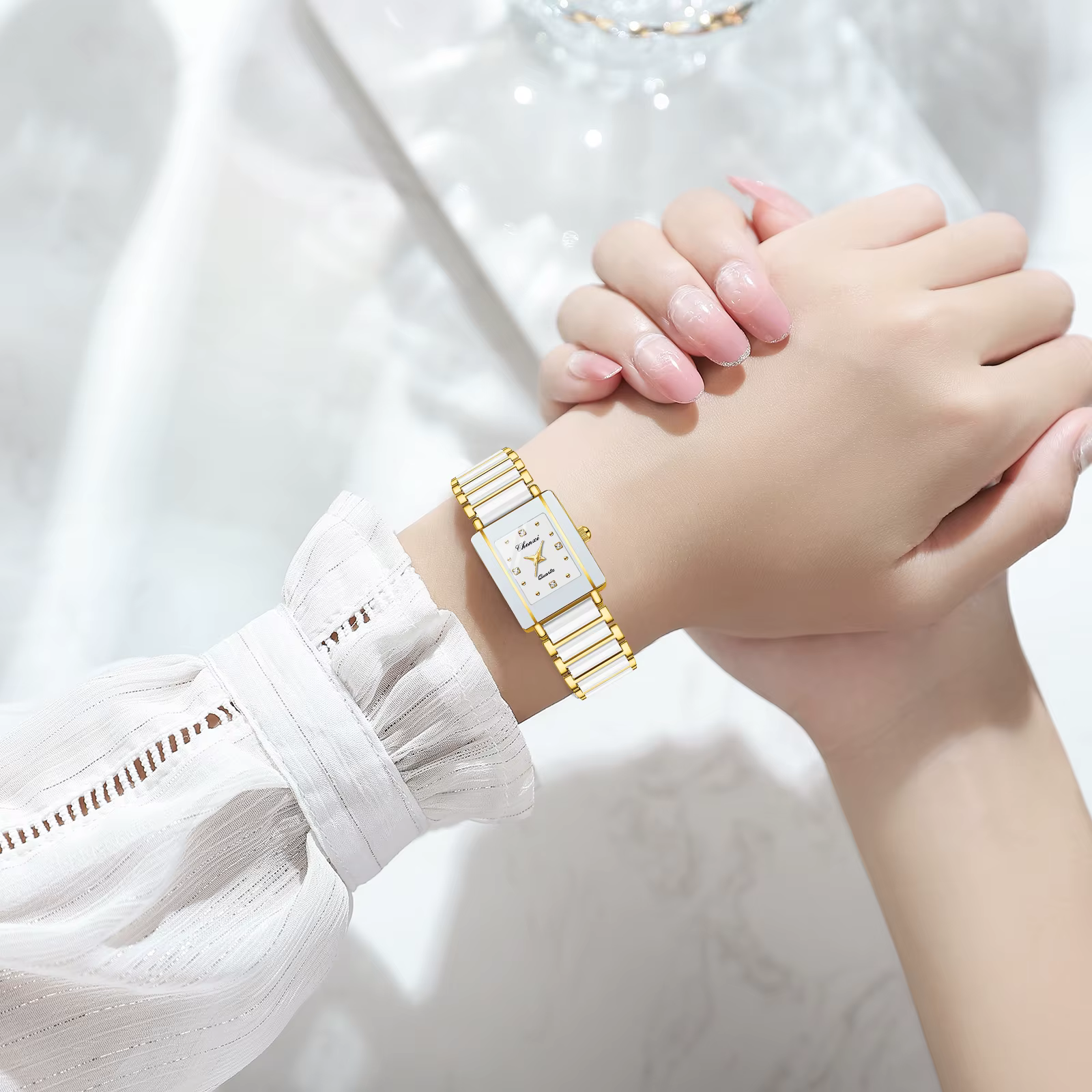 CHENXI 104A montres de Couple de luxe étanche relojes para damas montre-bracelet pour femme et homme bracelet en céramique simulée cadeau
