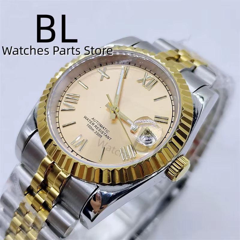 BLIGER-Montre existent pour Homme, Lunette Cannelée, Deux Tons, Index Romain, Cadran localité, Bracelet Jubilee, Verre Saphir, 36mm, 39mm, NH35A