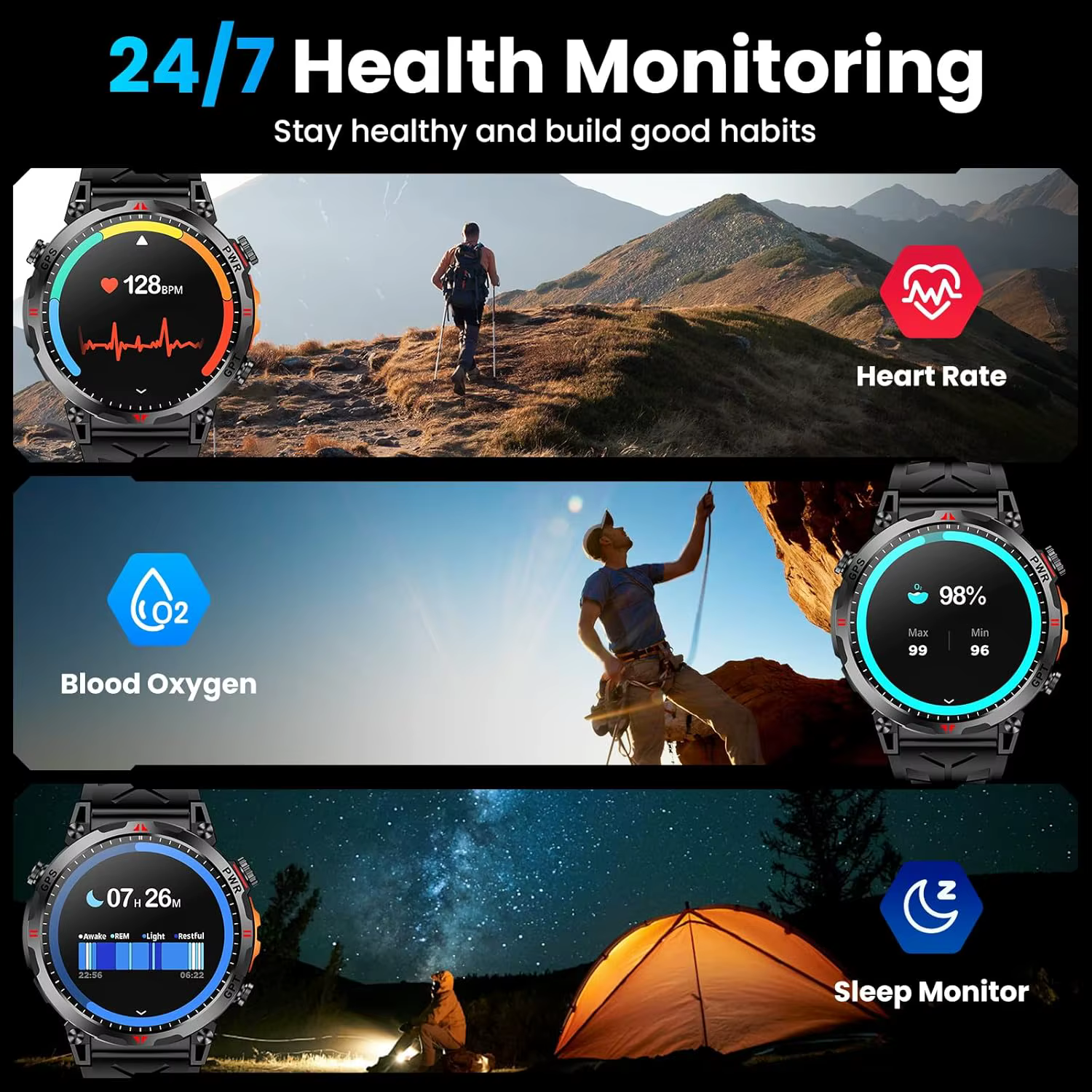 Nouvelles montres connectées GPS de sport pour hommes 2026 avec boussole