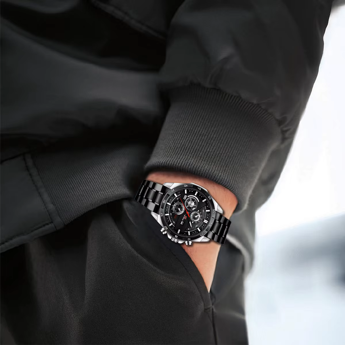 Montre à quartz en cuir pour homme