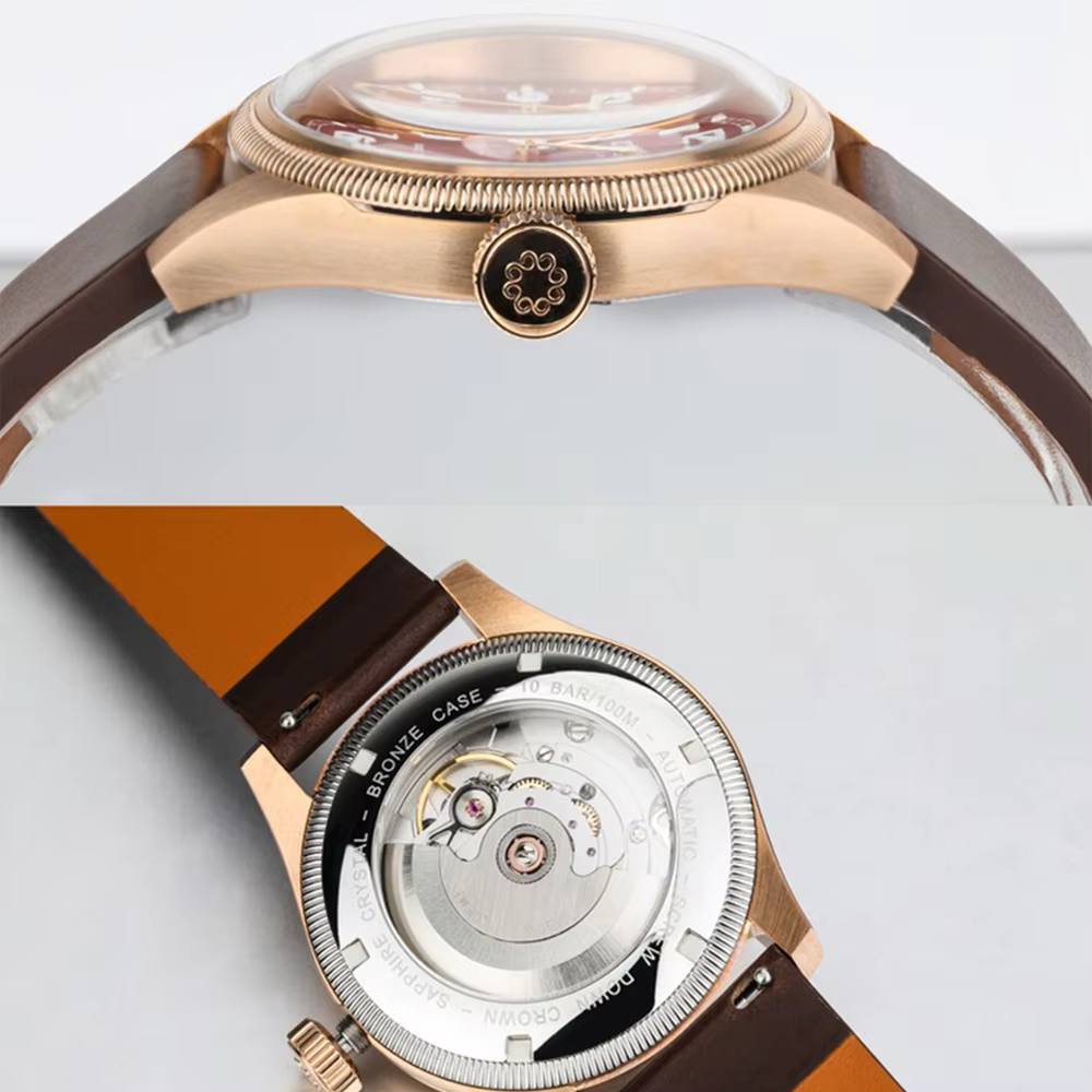 Octopus Kraken montre rétro CuSn8 40mm PT5000 mouvement mécanique automatique saphir cristal lumineux 10Bar
