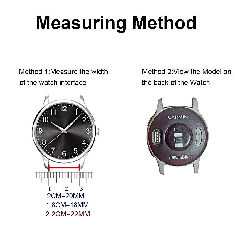 Bracelet métallique 18mm 20mm 22mm pour Garmin Vivoactive 3 4 4s 5 6