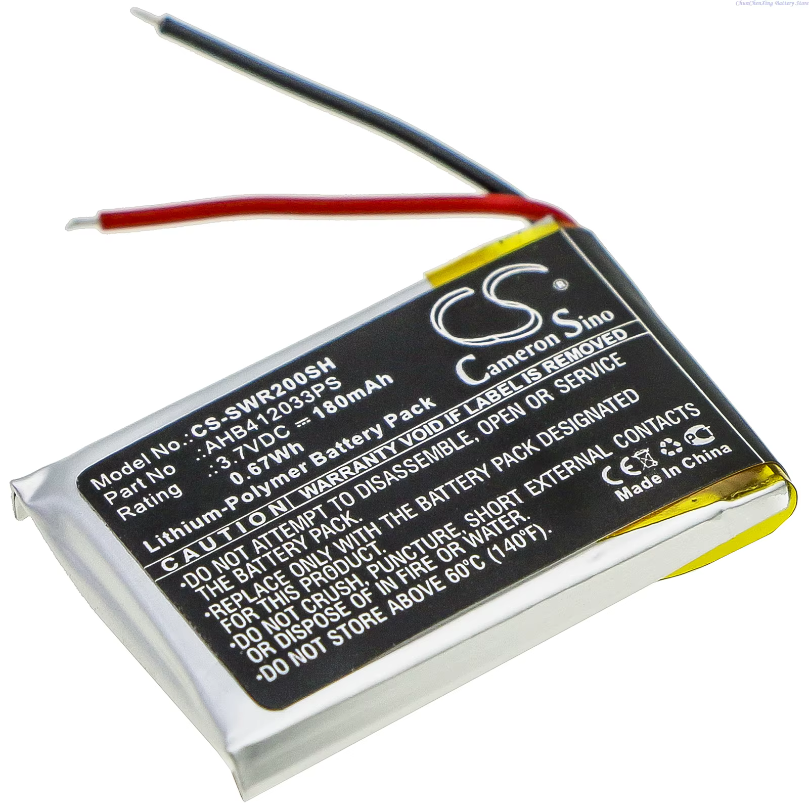 Batterie de montre intelligente 3.7V 180mAh AHB412033PS pour Sony SmartWatch 2