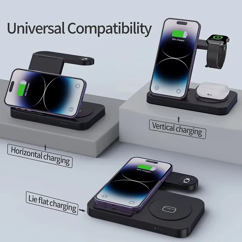 Support de chargeur de montre de téléphone intelligent sans fil 4 en 1