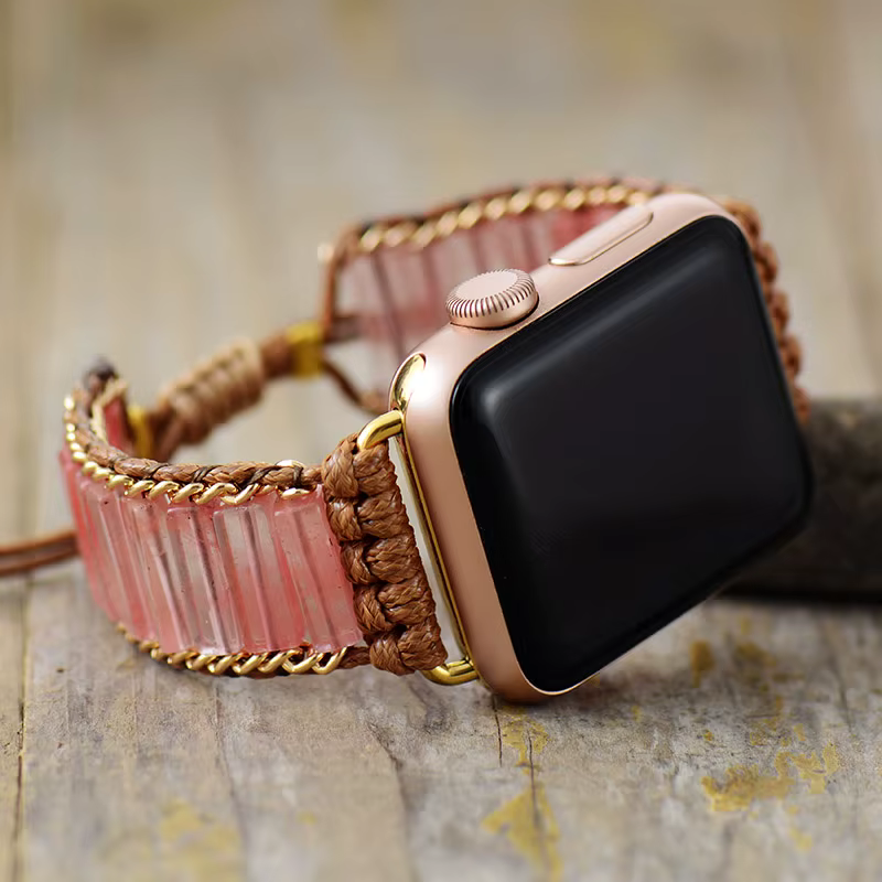 Homme femme pierre Aple Smartwatch Bracelet 38mm/45mm guérison perlée cristal extensible