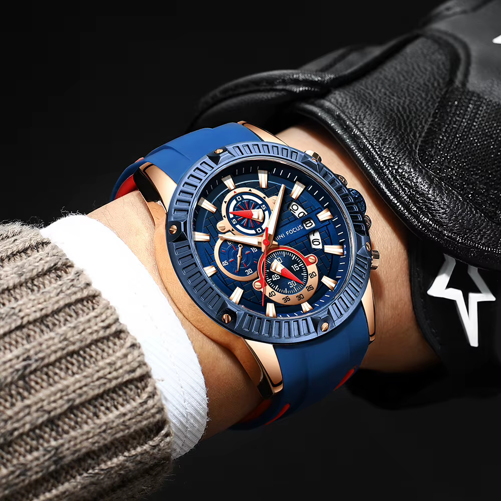 Top marque MINI FOCUS montre pour hommes bracelet en Silicone étanche Quartz chronographe